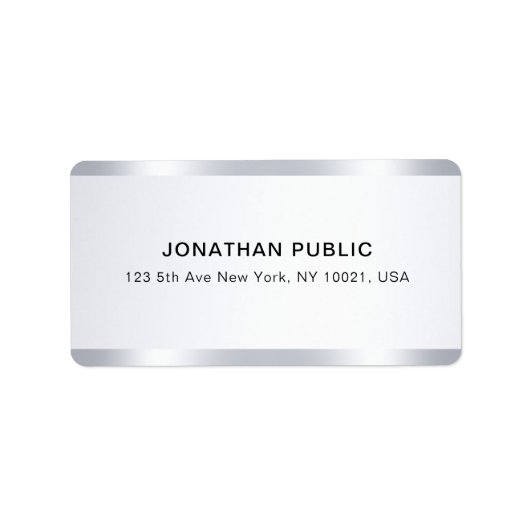 Custom Stylish Silver Luxe Template Modern Address Etiket (Voorkant)