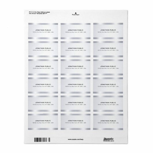 Custom Stylish Silver Luxe Template Modern Address Etiket (Full Sheet)