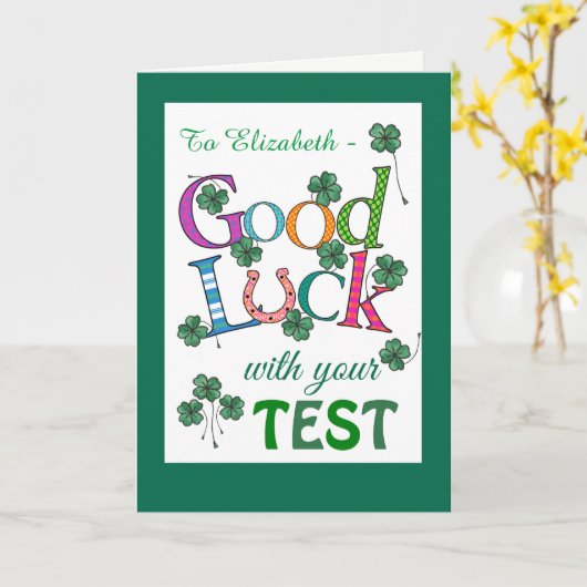 Custom Succes op Test Vier-blad Klaver Kaart (Gele Bloem)