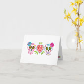 Custom Sugar Skulls and Flowers Note Card Kaart (Gele Bloem)