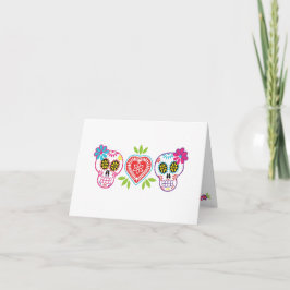 Custom Sugar Skulls and Flowers Note Card Kaart