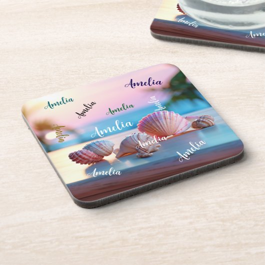 Custom Summer Beach Elegant Bier Onderzetter (Linkerzijde)