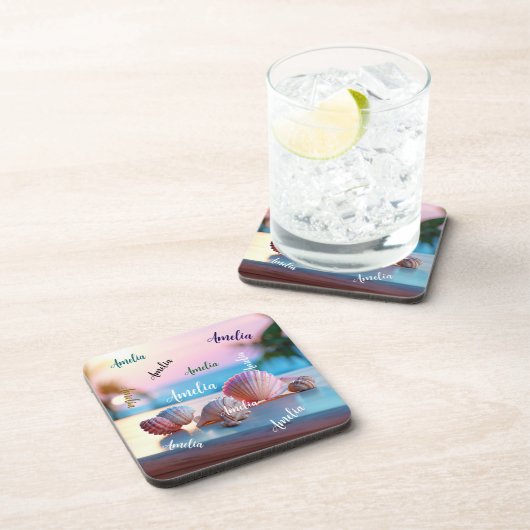 Custom Summer Beach Elegant Bier Onderzetter (Rechterzijde)