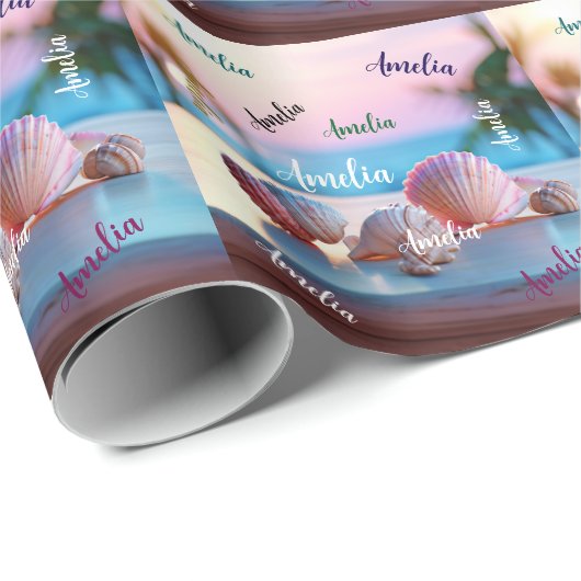Custom Summer Beach Elegant Cadeaupapier (Rol Hoek)