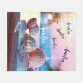 Custom Summer Beach Elegant Fleece Deken (Voorkant (Horizontaal))