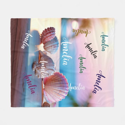 Custom Summer Beach Elegant Fleece Deken (Voorkant (Horizontaal))