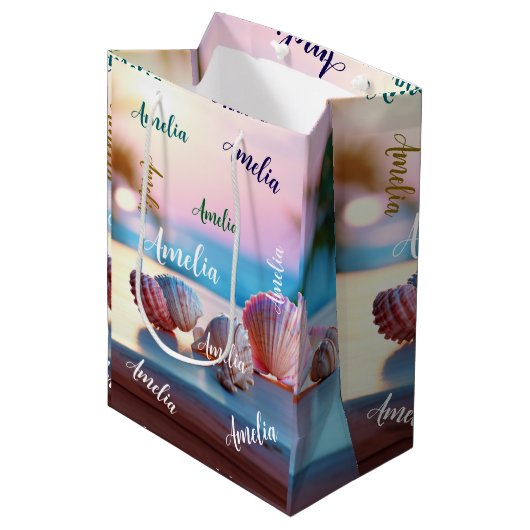 Custom Summer Beach Elegant Medium Cadeauzakje (Voorkant Gekanteld)