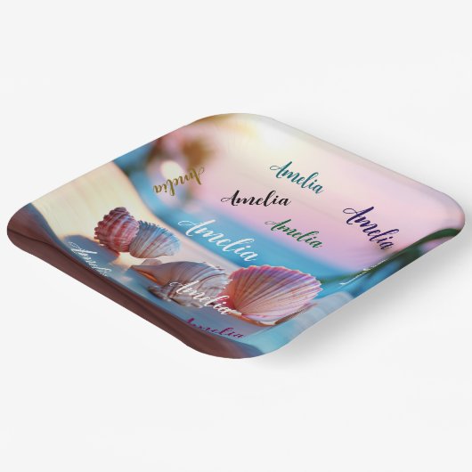 Custom Summer Beach Elegant Papieren Bordje (Gebogen)