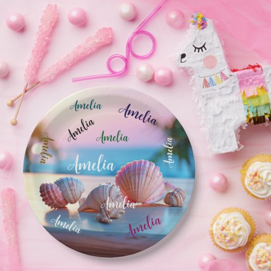 Custom Summer Beach Elegant Papieren Bordje (Feest)