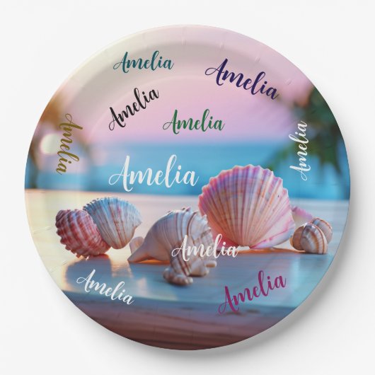 Custom Summer Beach Elegant Papieren Bordje (Voorkant)