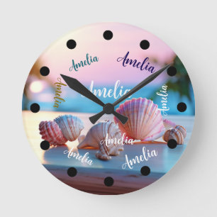 Custom Summer Beach Elegant Ronde Klok