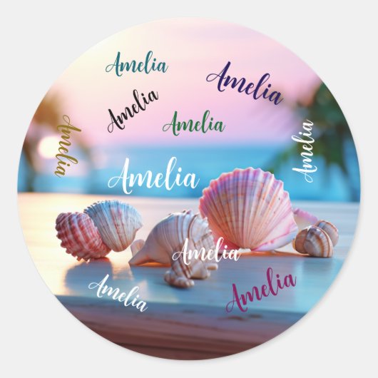 Custom Summer Beach Elegant Ronde Sticker (Voorkant)