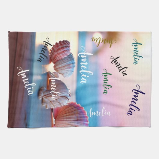 Custom Summer Beach Elegant Theedoek (Horizontaal)