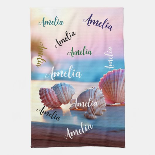 Custom Summer Beach Elegant Theedoek (Verticaal)