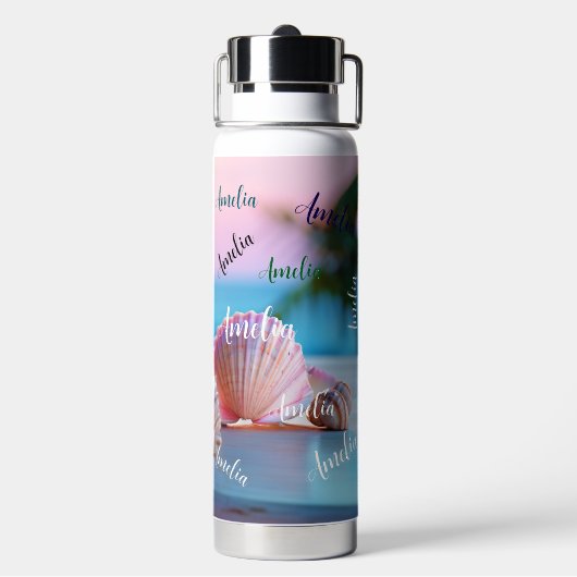 Custom Summer Beach Elegant Waterfles (Achterkant)