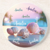 Custom Summer Beach Elegante Zandsteen Onderzetter (Voorkant)