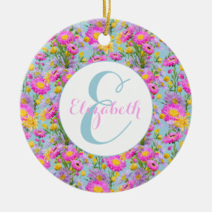 Custom Summer Cottage Tuin Blauw Keramisch Ornament