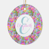 Custom Summer Cottage Tuin Blauw Keramisch Ornament (Links)