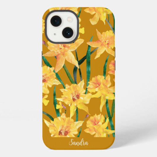 Custom Summer Daffodil Pattern iPhone Hoesje (Achterkant)
