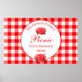 Custom Summer Picnic Red Gingham Sign Poster (Voorkant)