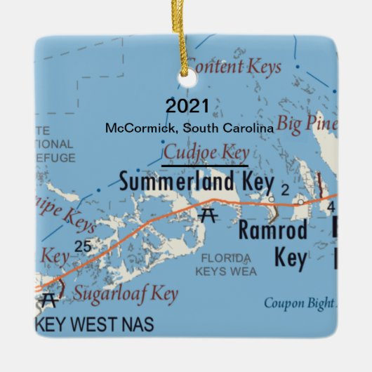 Custom Summerland Key Florida Map keramische siere Keramisch Ornament (Voorkant)