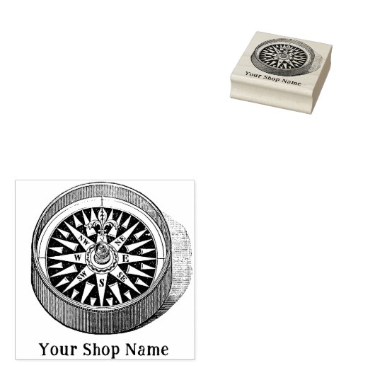 Custom Sunburst Compass Rustic Small Business Rubberstempel (Gestempeld)