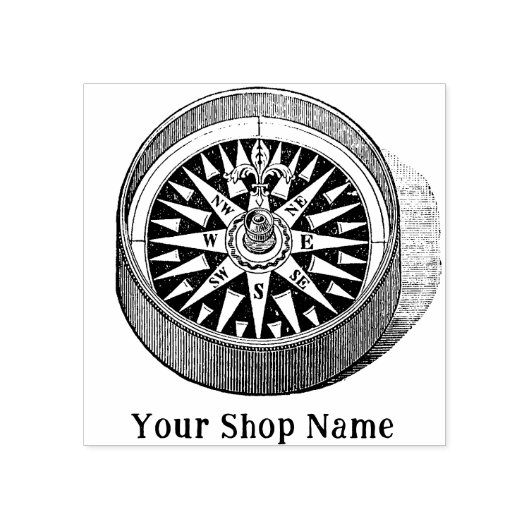 Custom Sunburst Compass Rustic Small Business Rubberstempel (Afrduk)