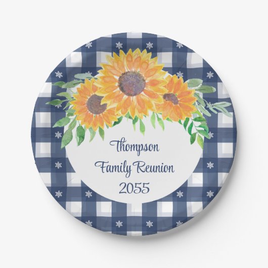 Custom Sunflower Family Reunion Papieren Bordje (Voorkant)