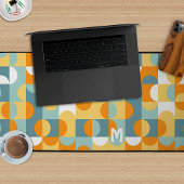 Custom Sunny Oranje Blauwgroen Blue Retro Art Patt Bureaumat