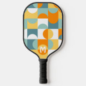 Custom Sunny Oranje Blauwgroen Blue Retro Art Patt Pickleball Paddle (Voorkant)