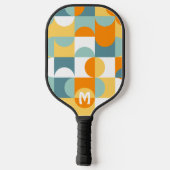 Custom Sunny Oranje Blauwgroen Blue Retro Art Patt Pickleball Paddle (Achterkant)