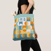 Custom Sunny Oranje Blauwgroen Blue Retro Art Patt Tote Bag (Dichtbij)