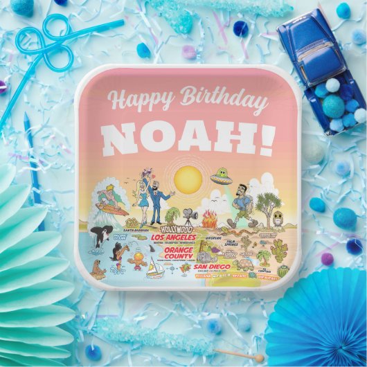 Custom Sunny SoCal Papieren Bordje (Feest)