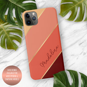 Custom Sunny Summer Donkerrood koraal Sinaasappel  iPhone 11Pro Max Hoesje
