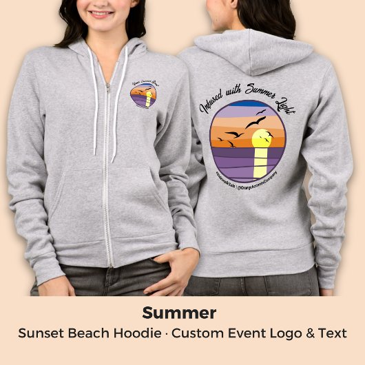 Custom Sunset Beach · Evenement & Merktekst Hoodie