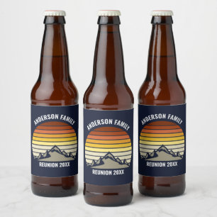 Custom Sunset Mountain Family Reunion Bier Etiket