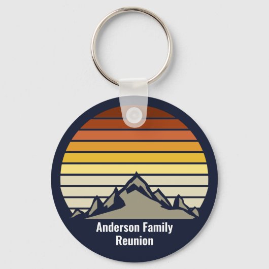 Custom Sunset Mountain Family Reunion Monogram Sleutelhanger (Voorkant)