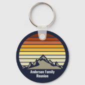 Custom Sunset Mountain Family Reunion Monogram Sleutelhanger (Achterkant)