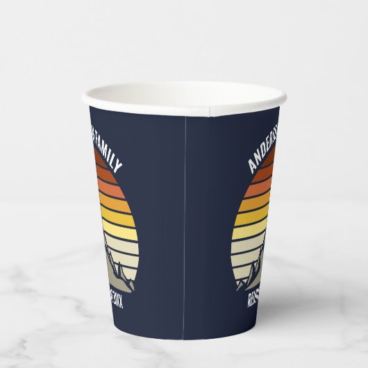 Custom Sunset Mountain Family Reunion Papieren Bekers (Rechts)