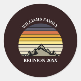 Custom Sunset Mountain Family Reunion Ronde Sticker