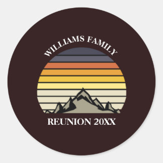 Custom Sunset Mountain Family Reunion Ronde Sticker