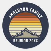 Custom Sunset Mountain Family Reunion Ronde Sticker (Voorkant)