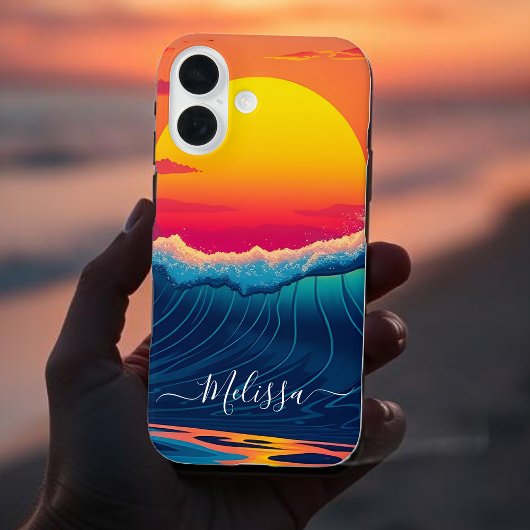 Custom Sunset Wave-Beach Case-Mate iPhone Case