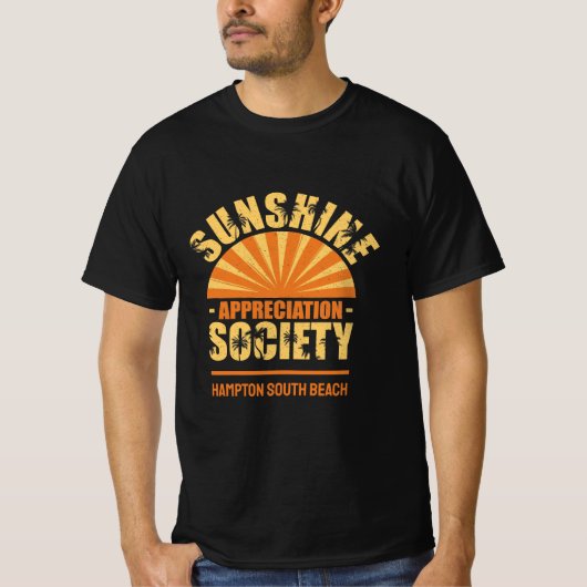 Custom Sunshine Society Summer Beach Black T Shirt (Voorkant)
