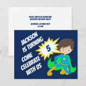 Custom Superheld Action Hero Kids Birthday Party Kaart (Voorkant / Achterkant)