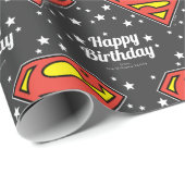 Custom Superman Logo Happy Birthday Cadeaupapier (Rol Hoek)