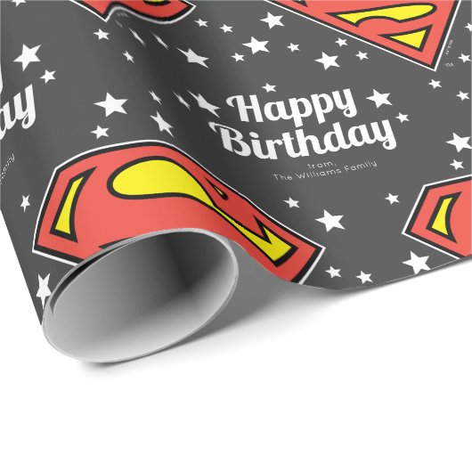 Custom Superman Logo Happy Birthday Cadeaupapier (Rol Hoek)