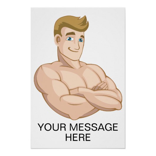 Custom Surfer Dude Beach Boy Shirtless Muscle Man Perfect Poster (Voorkant)