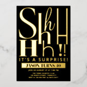 Custom Surprise Birthday Party Invite, Shhh Secret Folie Uitnodiging (Voorkant)