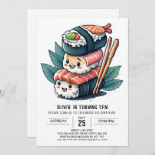 Custom Sushi Delights Kids Verjaardag Kaart (Voorkant / Achterkant)